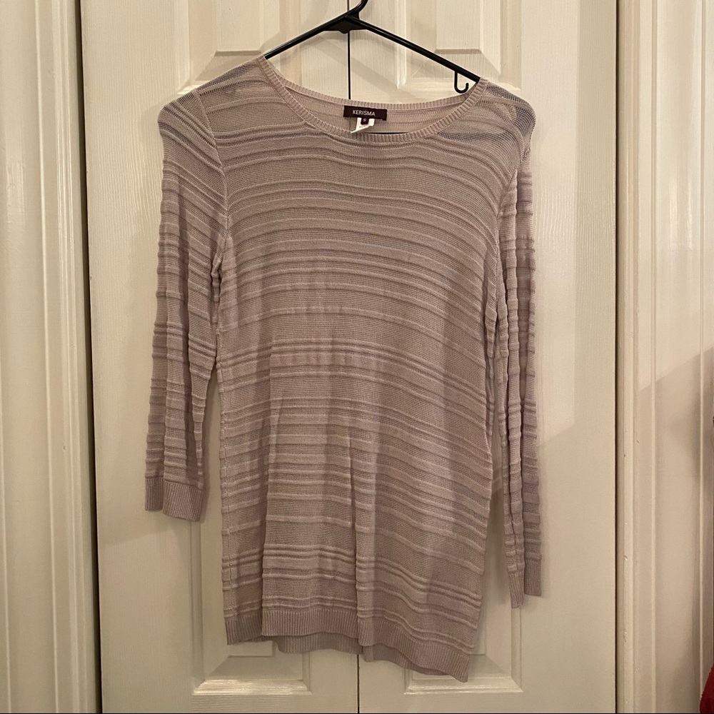 Light gray striped sheer top